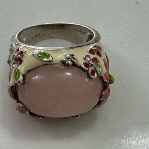 Elegant Silver & Pink Quartz Gemstone Ring – Size 7, Marked Canada 🇨🇦